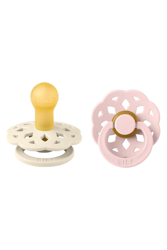 BIBS Boheme Ivory / Blossom pacifiers with round nipple (2-pack)